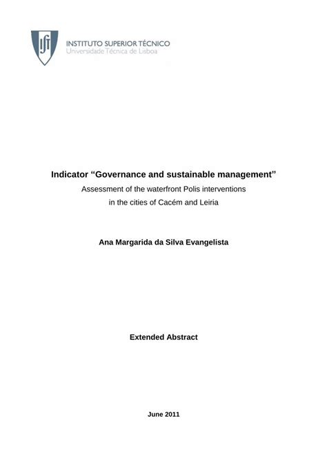 Pdf Indicator Governance And Sustainable Management Indicator