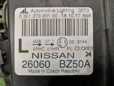 26060BZ50A NV400 FARO ANTERIORE SINISTRO GUIDA NISSAN NV200 Elettrica E