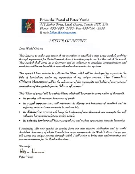 A Letter Of Intent - Free Printable Documents