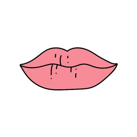 Premium Vector Female Lip Hand Drawn Color Vector Illustration