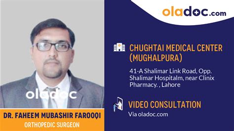 Dr Faheem Mubashir Farooqi Orthopedic Surgeon At Bajwa Hospital