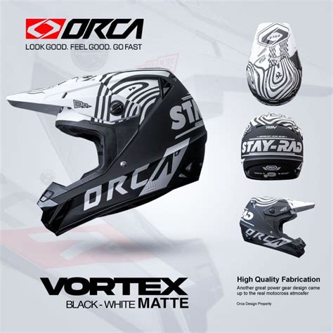 Jual HELM ORCA VORTEX SERIES BLACK WHITE MATTE Shopee Indonesia