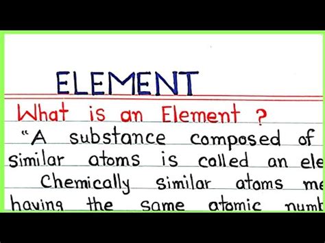 What Is An Element In Chemistry Definition Of Element Youtube