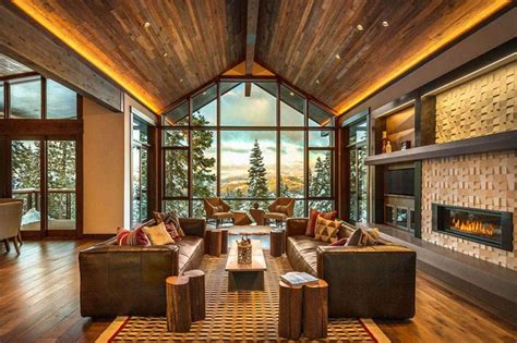 Rustic Contemporary Ski Lodge Truckee Ca Modern Wohnbereich