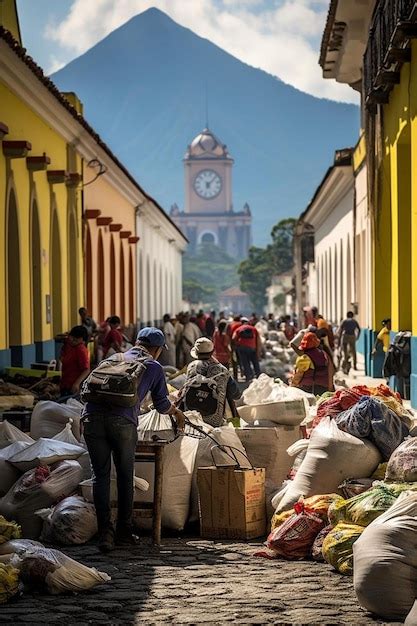 Un Grupo De Personas Caminando Por Una Calle Al Lado De Una Torre Del