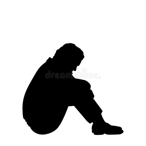 Silhouette Of Pensive Man Sitting Stock Vector Illustration Of