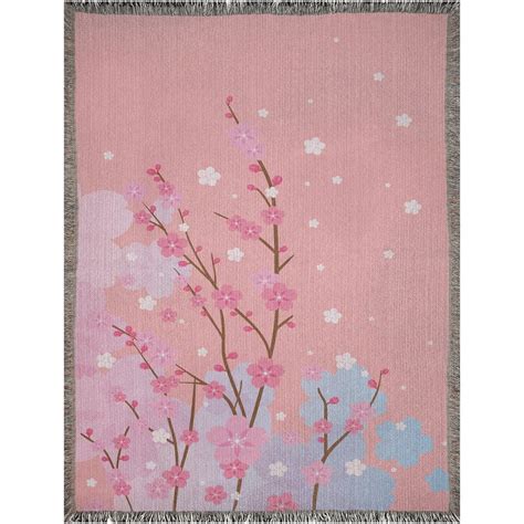 Cherry Blossom Woven Blanket Woven Throw Blanket Art Throw Etsy