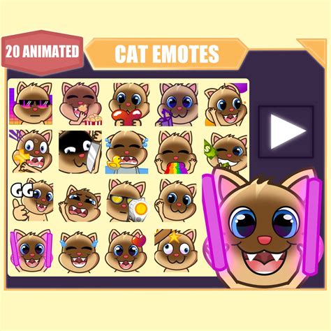 Animated Siamese Cat Emote Bundle For Twitch Youtube Emotes Discord