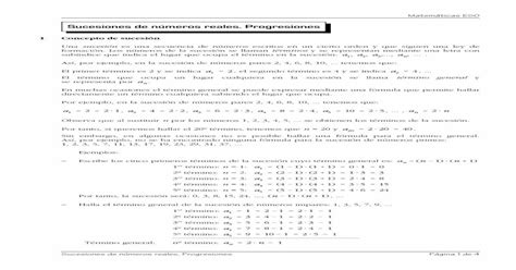 Sucesiones Y Progresiones · Matemáticas Eso Sucesiones