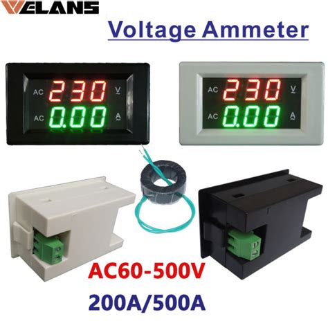 Led Digital Voltmeter Ammeter Ac 60 500v Voltage Current Meter Ac 200a 500a Ct Volt Ampere