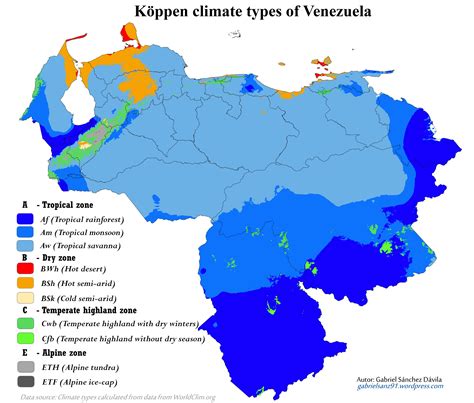 Climate Map Of Venezuela - Cities And Towns Map