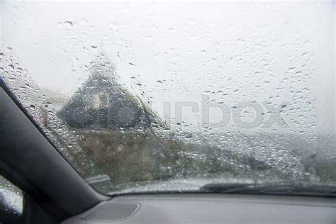 A car window in heavy rain | Stock image | Colourbox