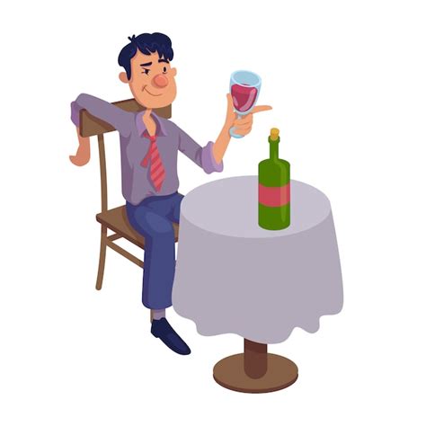 Premium Vector Drunk Man Sitting At Table Flat Cartoon Illustration