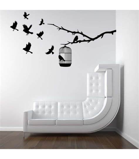 Flying Birds And Birds Cage Living Room Wall Sticker Birds Wall Decal