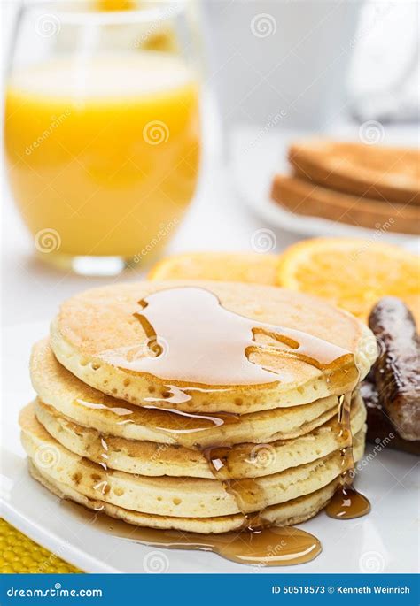 Pancake and Sausage Breakfast Stock Image - Image of pancake, flapjacks ...