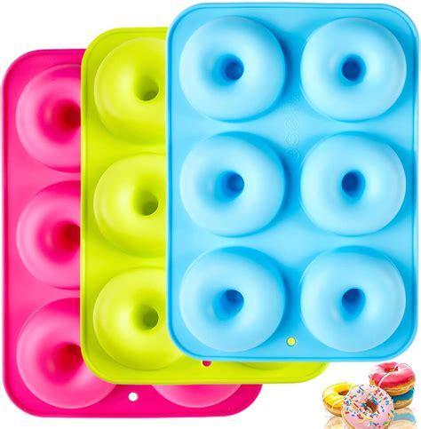 Silicone Donut Moulds 3 Pack Silicon Doughnut Mould Large Non Stick 6