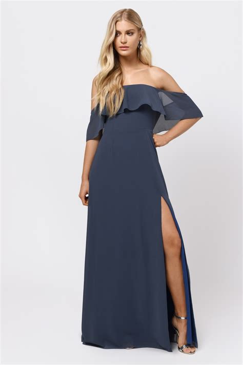 ruffle top maxi dress  slate  tobi