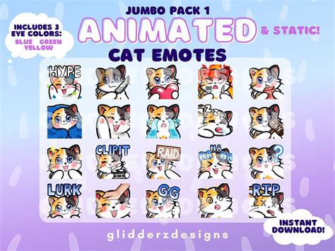 Calico Cat Animated Emotes Jumbo Pack Calico Cat Twitch Emotes