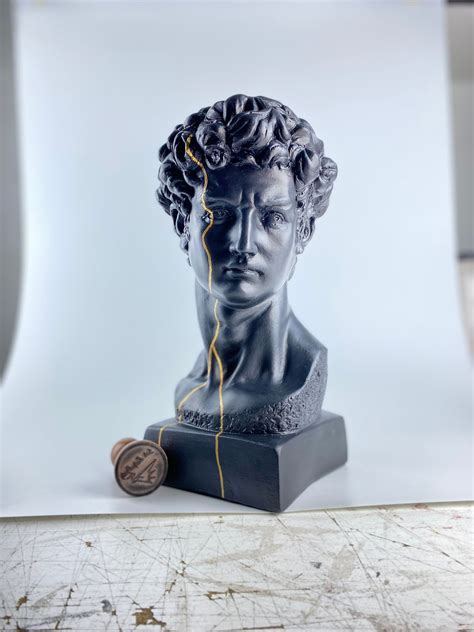 David Bust Greek Sculpture Black With Gold Streak Sculpture Greece