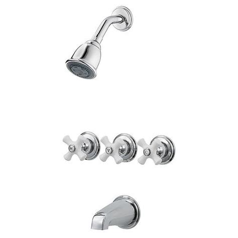 Pfister Pfirst Series Chrome 3 Handle Bathtub And Shower Faucet At