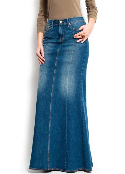 A-line shaped maxi-skirt - Women - MANGO | Long denim skirt, Fashion ...