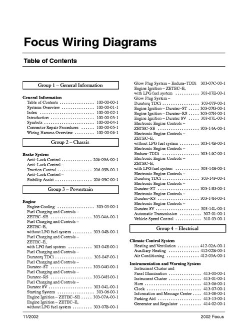 Ford Focus Mk1 Wiring Diagram