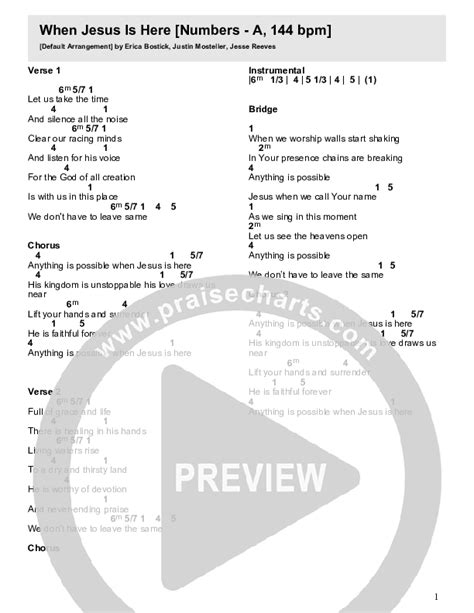 When Jesus Is Here Chords PDF (Crossroads Music) - PraiseCharts