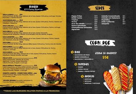 Menu at La Vaca Loca restaurant, Saltillo