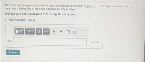 Solved The 3-4-5 ﻿right triangle is a commonly used right | Chegg.com