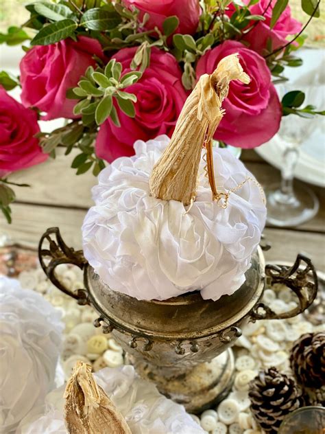 Fancy White Pumpkins Velvet Pumpkins With Real Stems Fall Shower