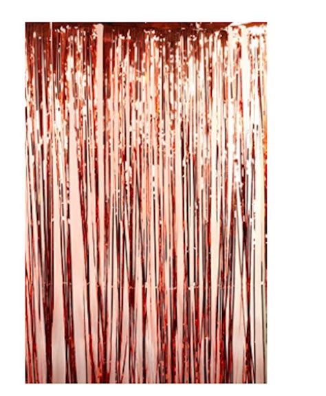 2 Rose Gold Fringe Curtain Metallic Tinsel Foil Fringe Etsy Rose