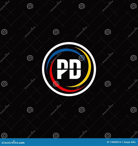 PD Monogram Logo Isolated On Circle Shape With 3 Slash Colors Rounded