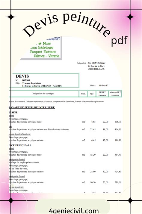 Modele Devis Travaux De Peinture Pdf Exemple Gratuit En 2023 Devis