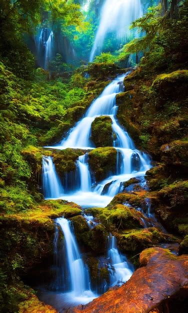 Una Cascada En El Bosque Foto Premium