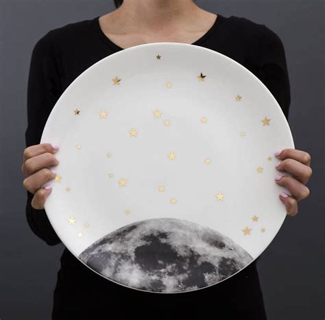 Moon And Stars Plate Ceramics Serving Platters Pottery Painting Designs