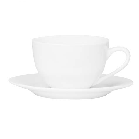 Zestaw 6 filiżanek porcelanowych ze spodkiem białe PRIMA DECO 220 ml