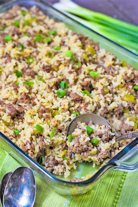 Easy Ground Beef And Sausage Rice Casserole Is Simple To Make With Tons Of Flavor Lean Groun