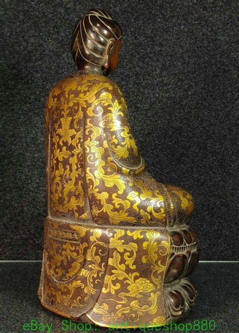 Old Purple Bronze K Gold Gilt Shakyamuni Sakyamuni Amitabha