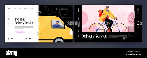 The Best Delivery Service Cartoon Landing Pages Postman Or Courier On