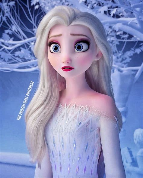 A Frozen Princess With Long Blonde Hair And Blue Eyes Is Standing In