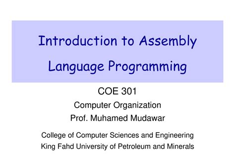 02 Introduction Assembly Language Introduction To Assembly Language