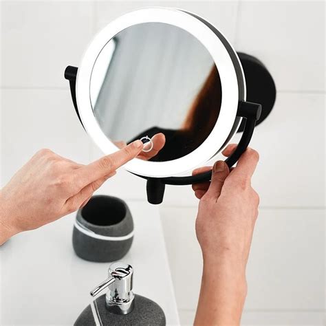 Miroir Rond Noir Grossissant X Lumineux Led