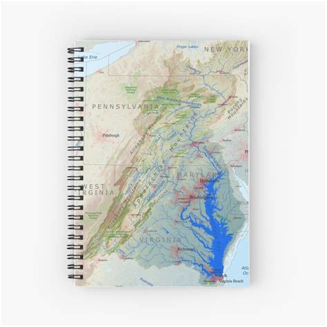 Chesapeake Bay Watershed Map Labeled Spiral Notebook By Kmusser