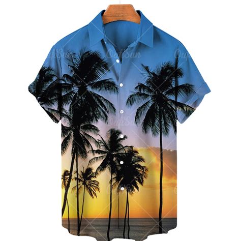 Camicia Casual Da Uomo Hawaiana Estiva Fiore Stampa 3d Pianta Da