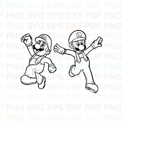 Super Mario And Luigi Outline Svg Dxf Eps Pdf Png Cricut C Inspire