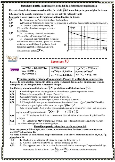 Noyaux Masse Et Nergie Exercices Non Corrig S Alloschool