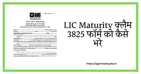 LIC Maturity कलम 3825 फरम क कस भर Lic Maturity Claim Form