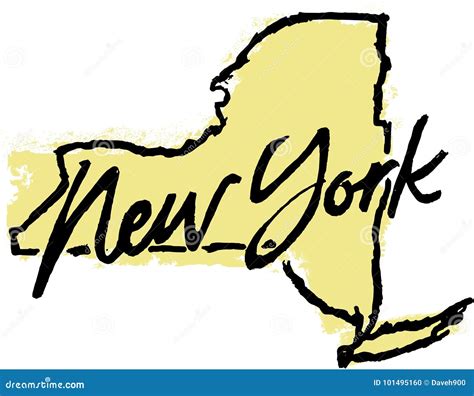 Hand Drawn New York State Sketch Stock Vector - Illustration of albany, manhattan: 101495160