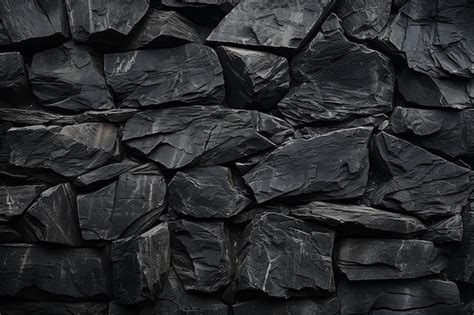 Premium Ai Image Black Stone Wall Texture Background