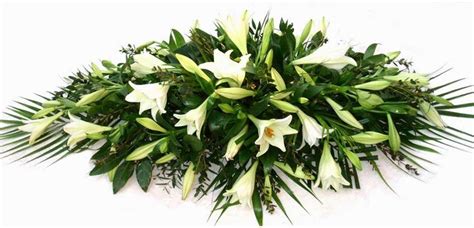 Funeral Flowers White Lily Coffin Spray Lonlorum Funeral Flowers